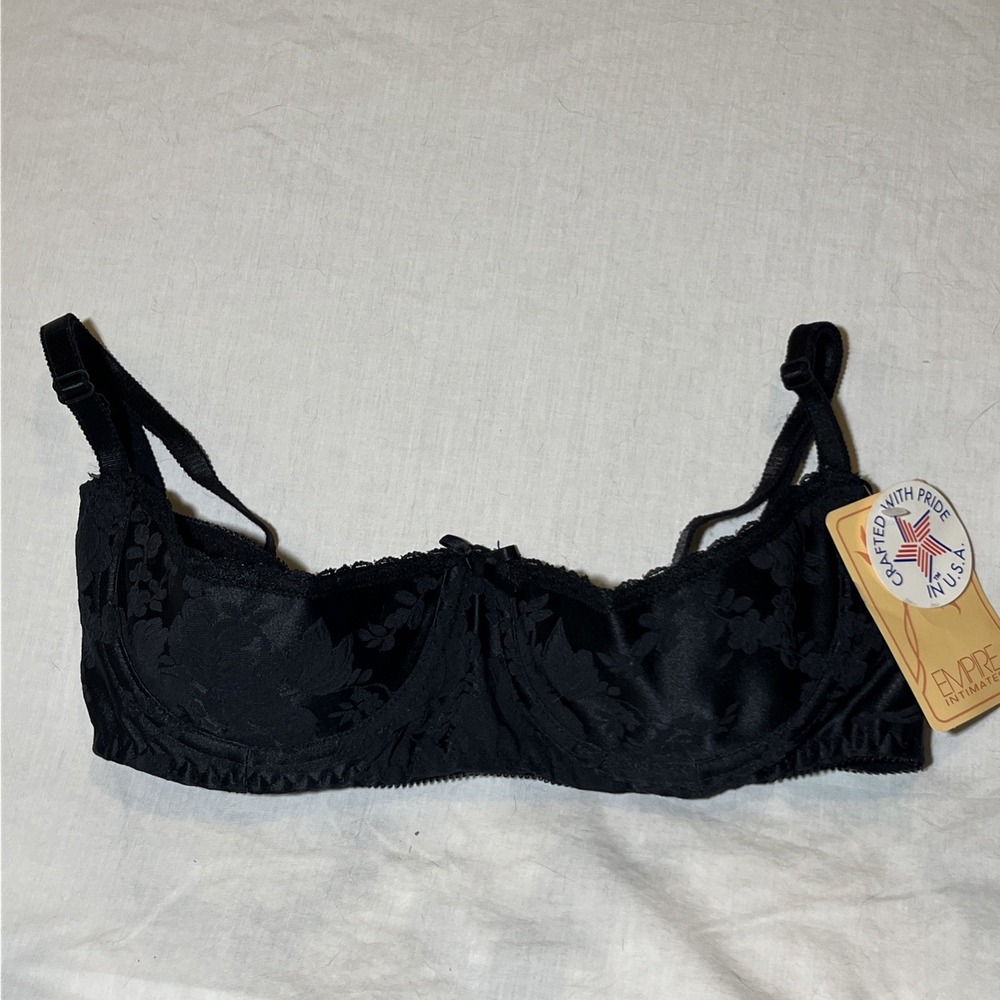 NOS Vintage Empire Intimates Open Tip Bra Lace Half Cup Size 44 Retro Lingerie